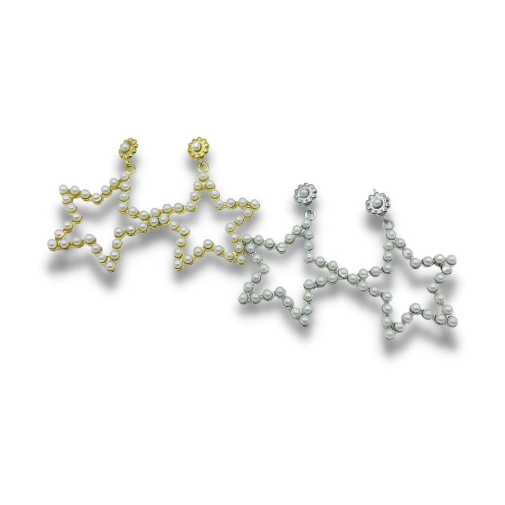Stainless steel stud earring star pearl